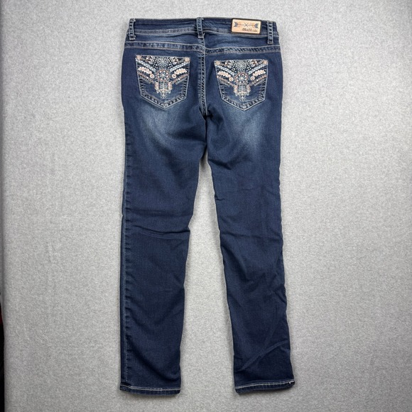 Grace in LA Denim - Grace in LA Jeans Womens 28 / 6 Dark Wash Thick Stitch Embellished Slim Straight